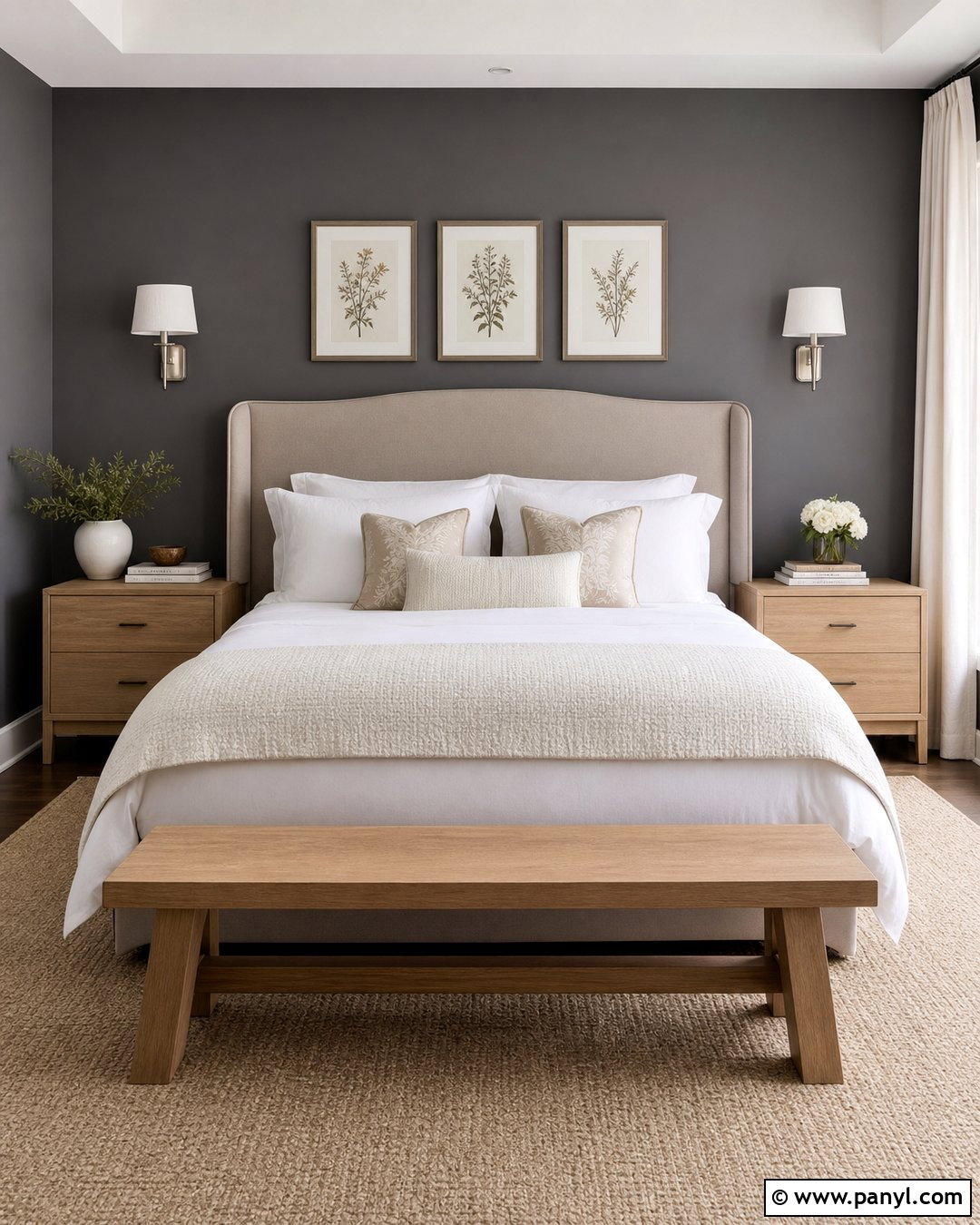 Seal Gray Bedroom With White Bedding - 25 Seal Gray Paint Wall Colors
