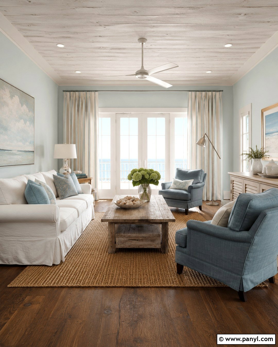 Seapearl Coastal Living Room Walls - 20 Benjamin Moore White Walls