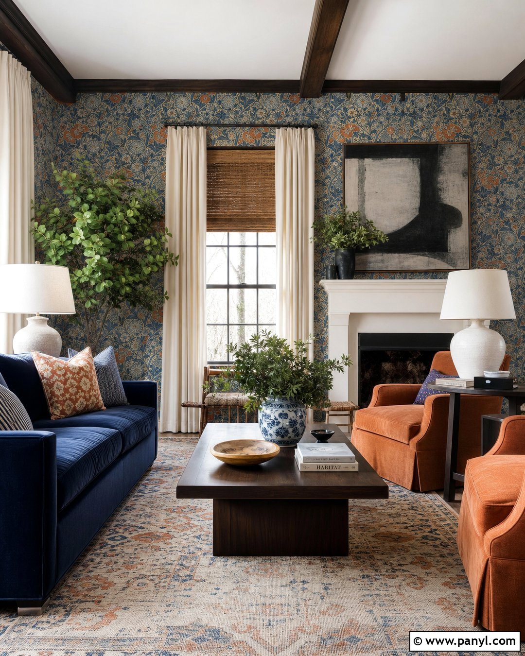 Serendipity Blue Orange Wallpaper - 20 Sister Parish Wallpaper Colors