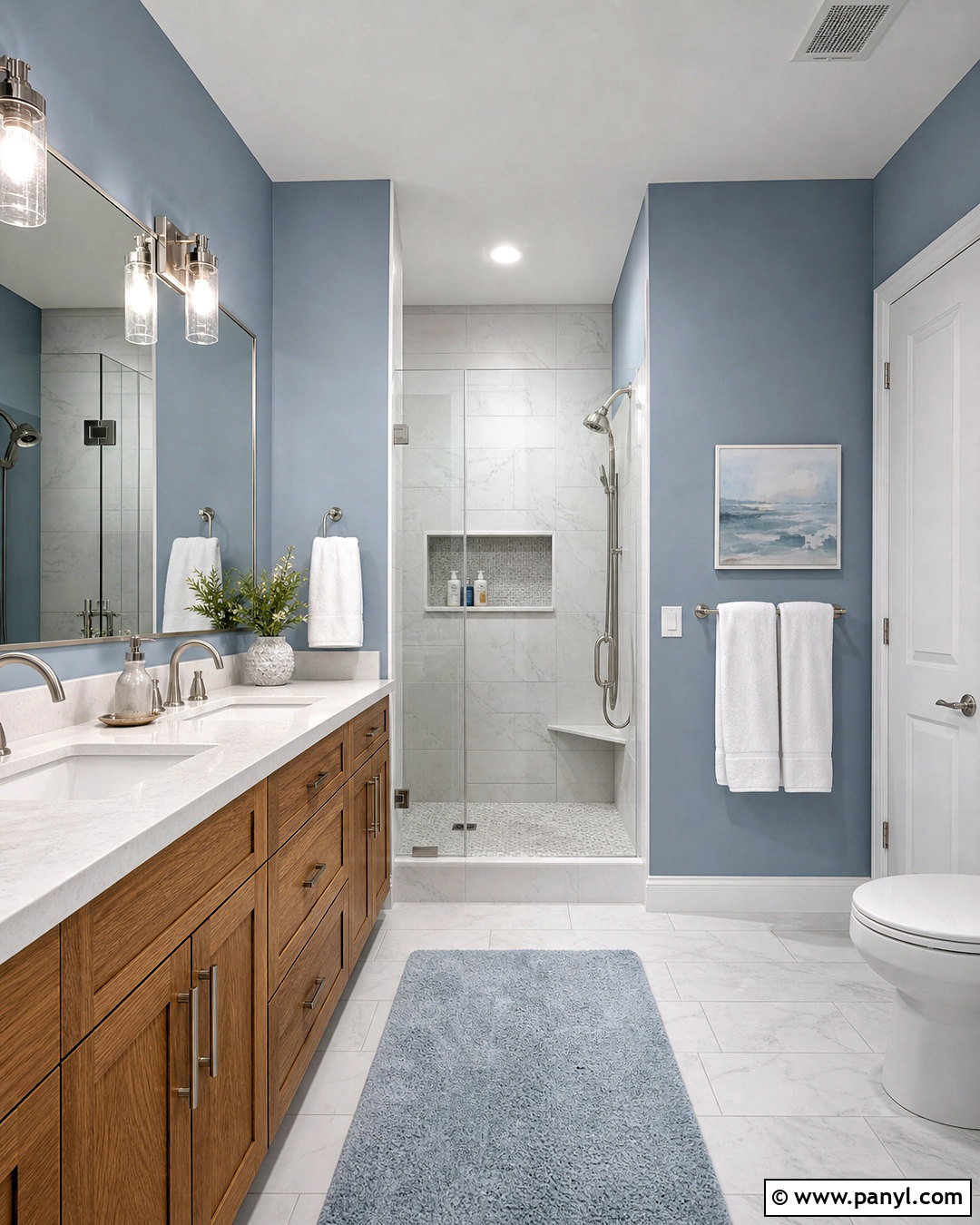 Serenely Bathroom With Marble Tile - 20 serenely sherwin williams ideas