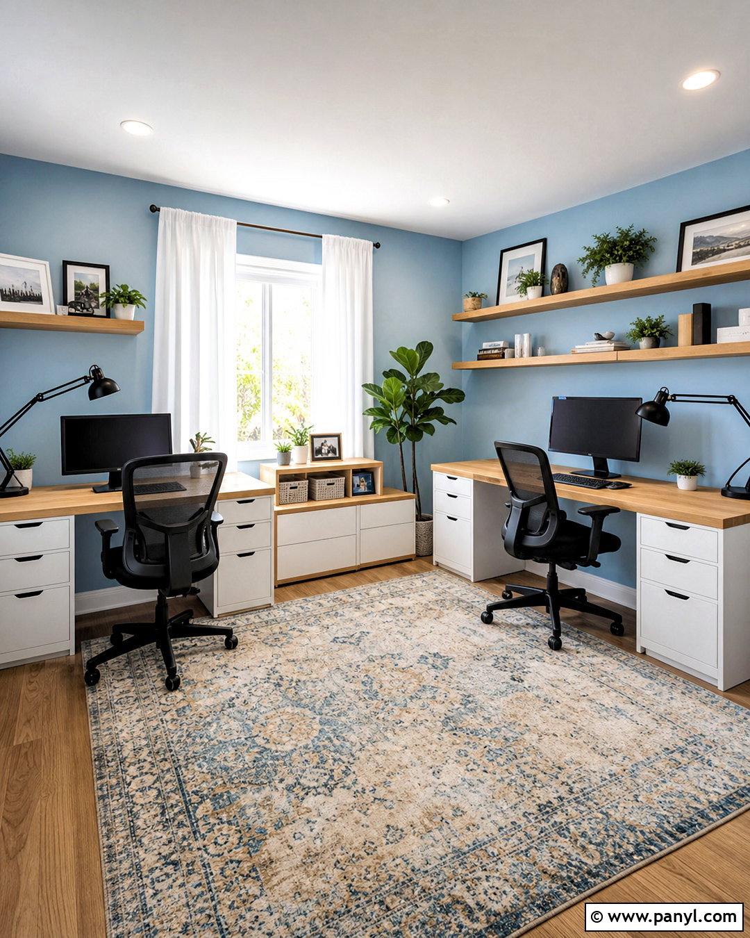 Shared Office With Light Blue Walls - 20 light blue office walls