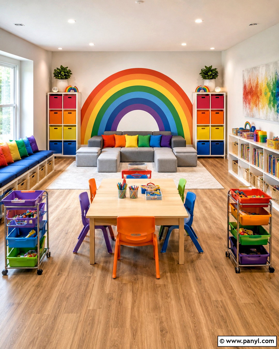 Shared Rainbow Playroom - 20 rainbow playroom ideas