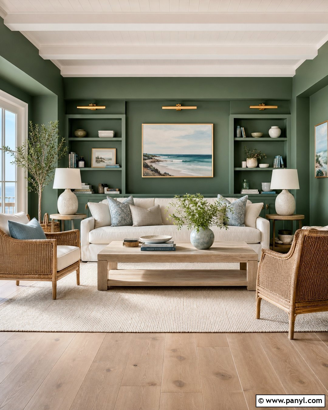 Sherwin-Williams Basque Green Living Room - 20 Beach House Green Sherwin Williams Ideas