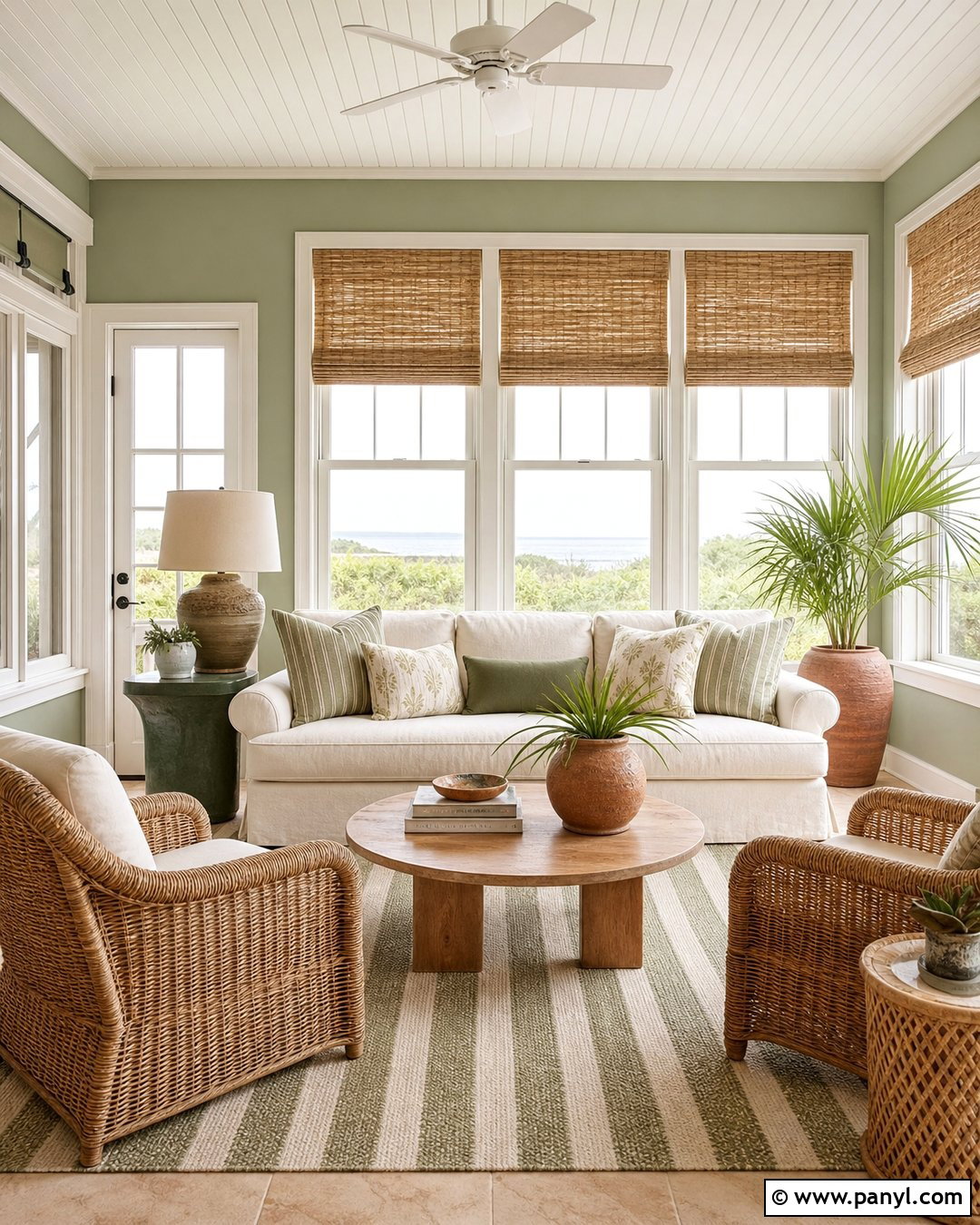Sherwin-Williams Clary Sage Green Sunroom - 20 Beach House Green Sherwin Williams Ideas