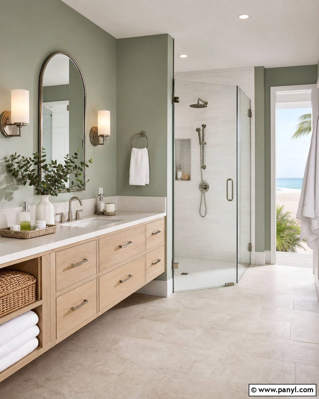 Sherwin-Williams Comfort Gray Green Bathroom - 20 Beach House Green Sherwin Williams Ideas