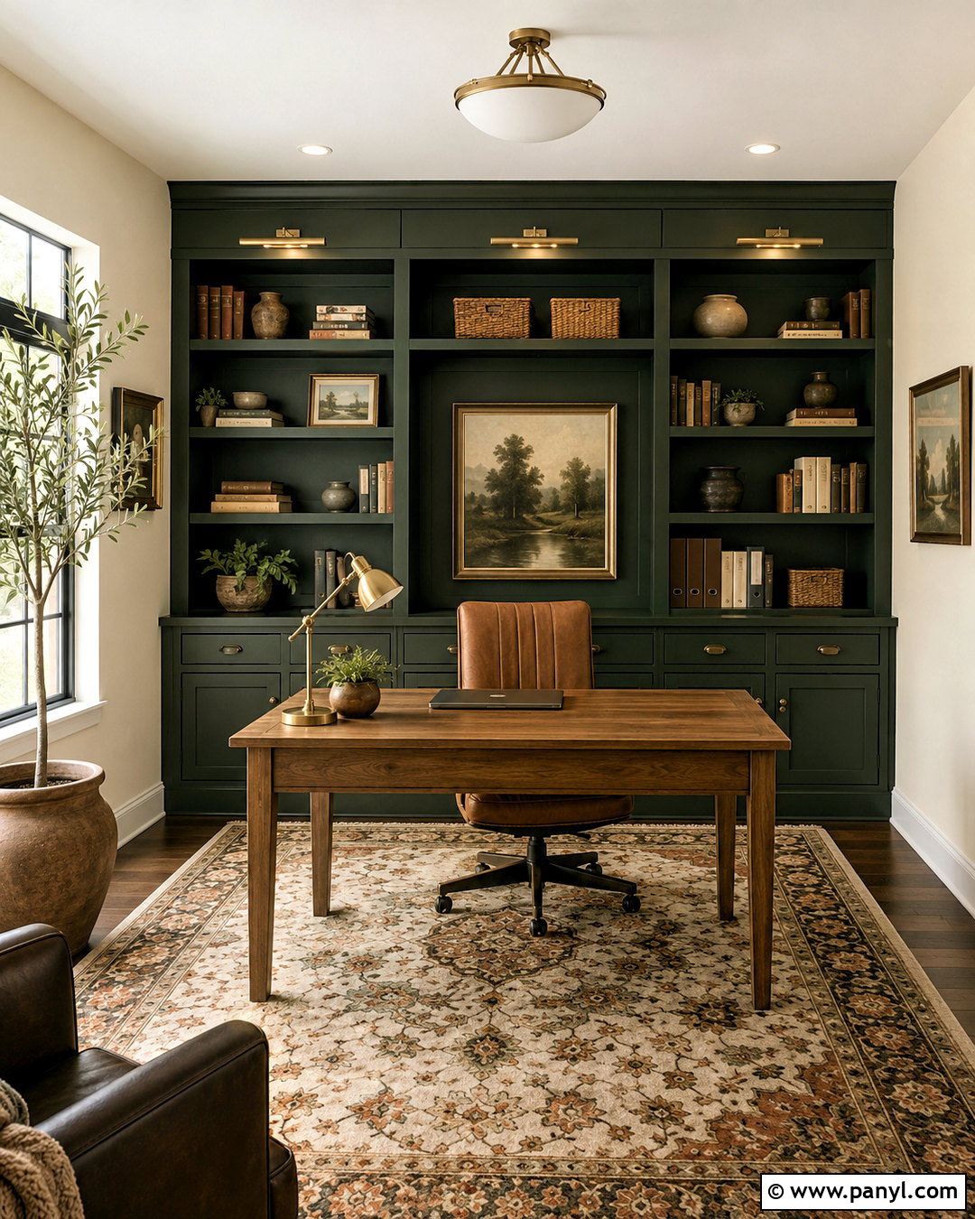 Sherwin Williams Creamy Walls With Green Built-Ins - 35 sherwin williams creamy walls