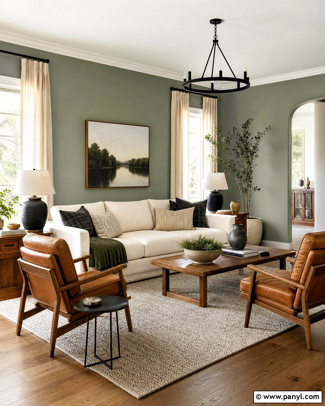 Sherwin-Williams Evergreen Fog Green Living Room - 20 green paint colors