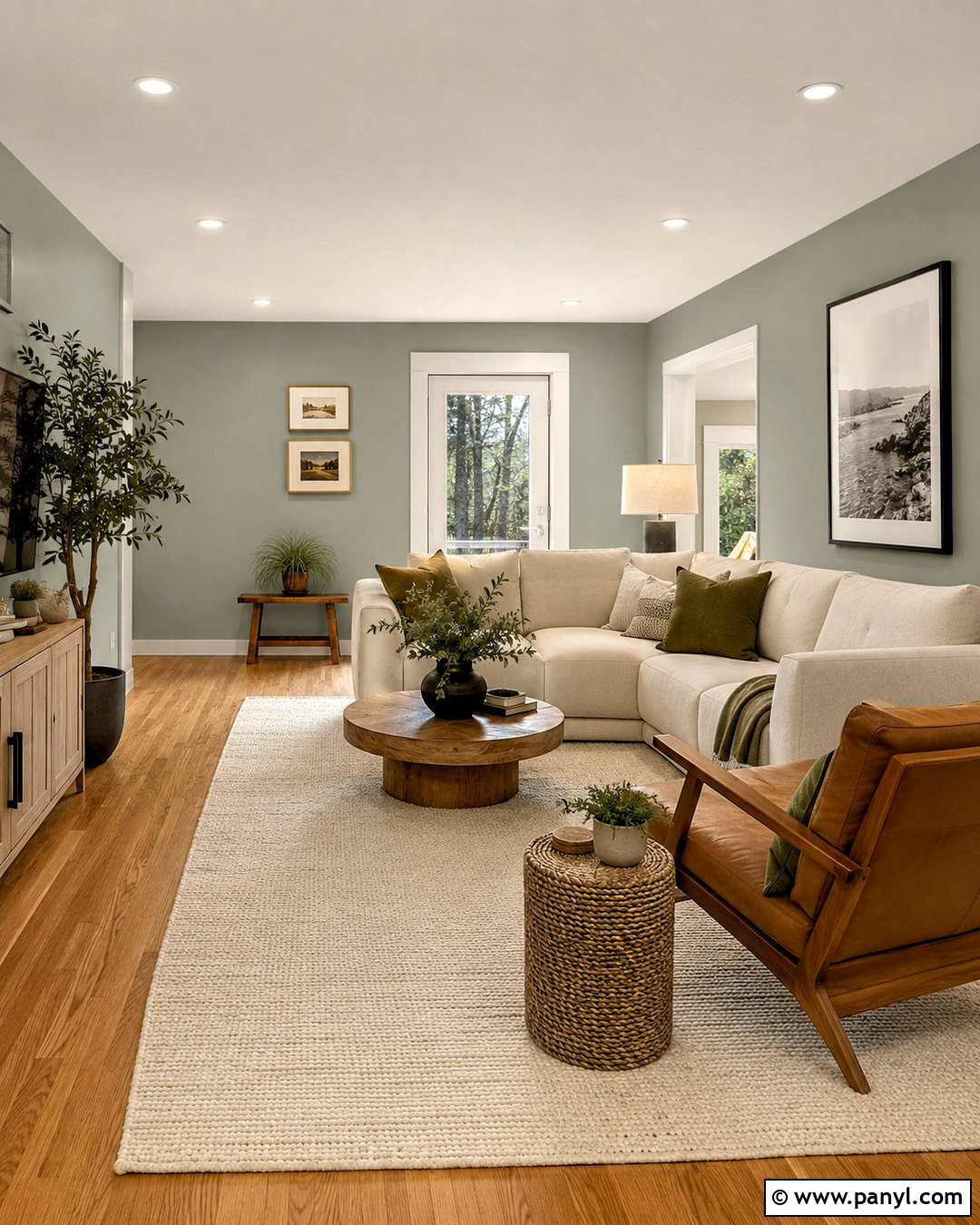 Sherwin-Williams Evergreen Fog With Honey Oak - 20 paint colors that go with honey oak ideas