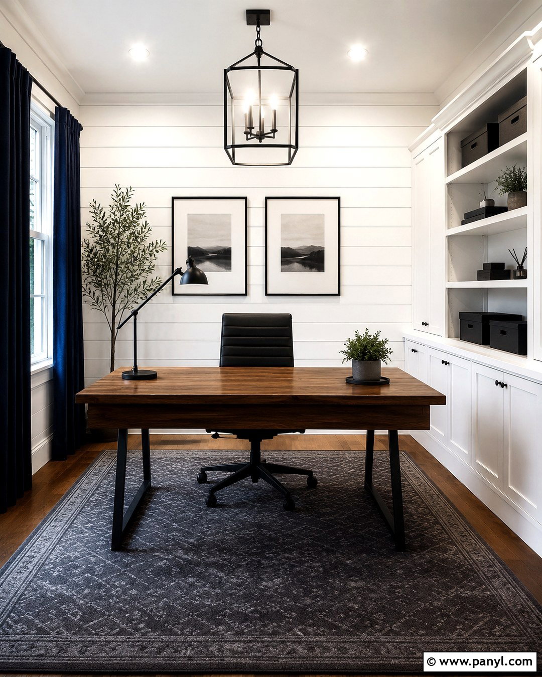 Sherwin-Williams Extra White Shiplap Home Office - 20 Best White For Shiplap Walls