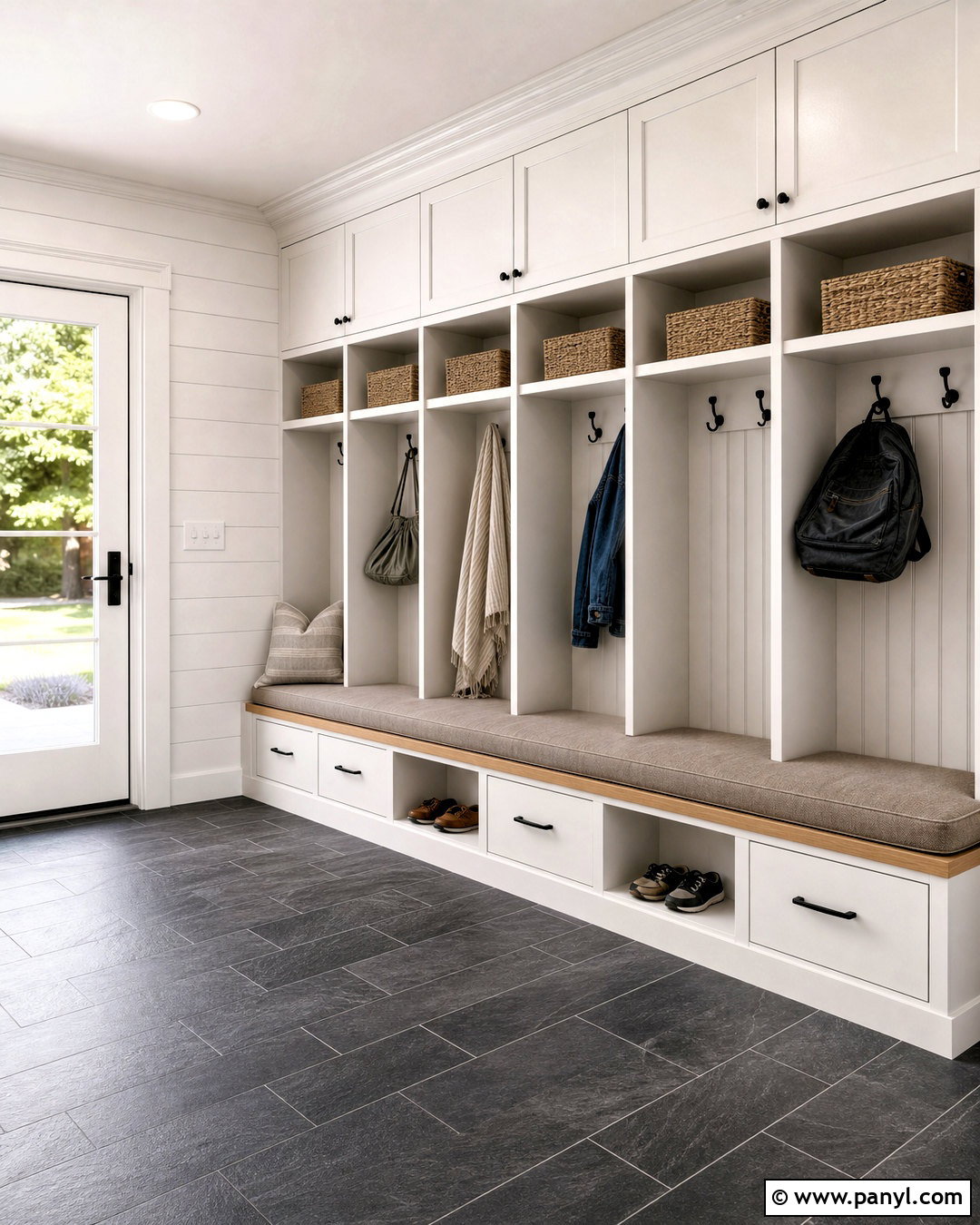Sherwin-Williams Kestrel White Mudroom - 20 incredible white sherwin williams ideas