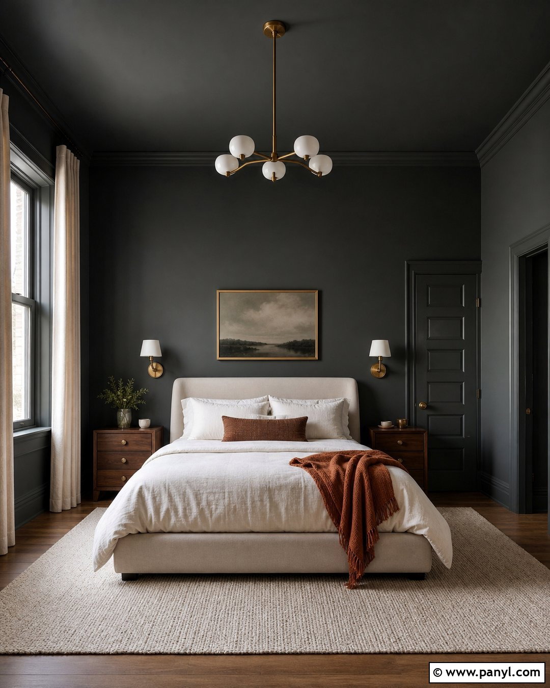 Sherwin-Williams Night Owl Color Drenched Bedroom - 30 sherwin williams night owl ideas