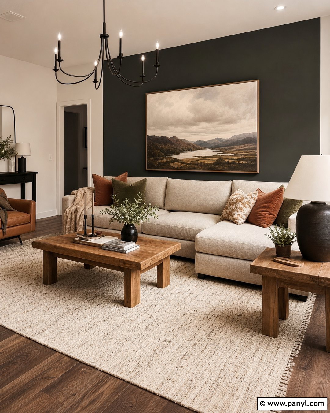 Sherwin-Williams Night Owl Living Room Accent Wall - 30 sherwin williams night owl ideas