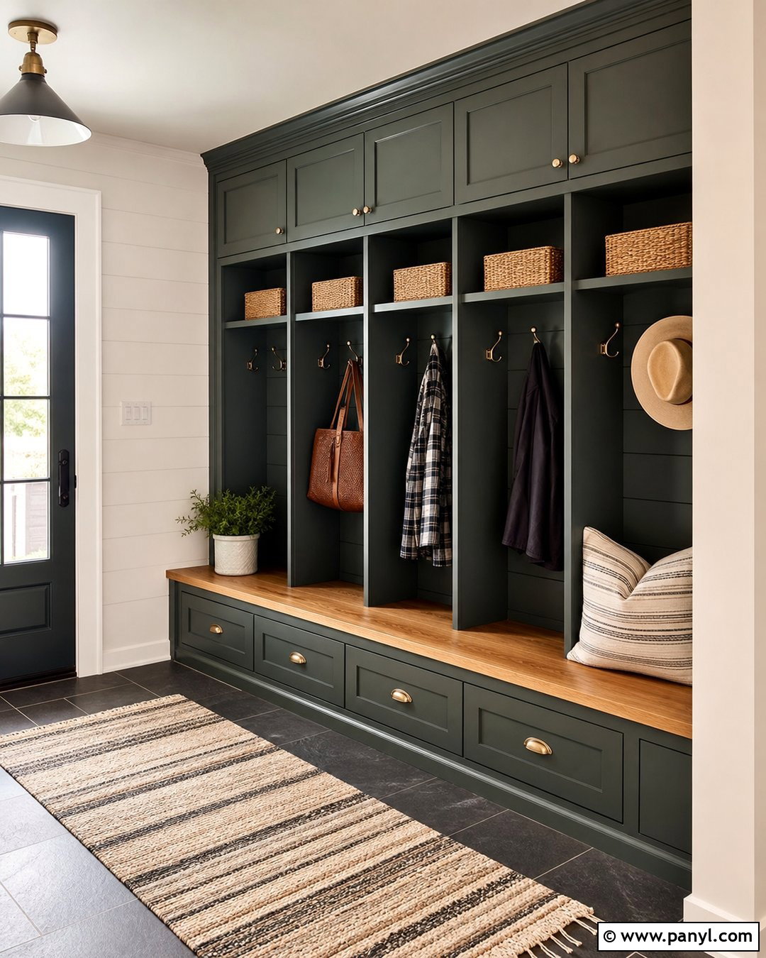 Sherwin-Williams Night Owl Mudroom Lockers - 30 sherwin williams night owl ideas