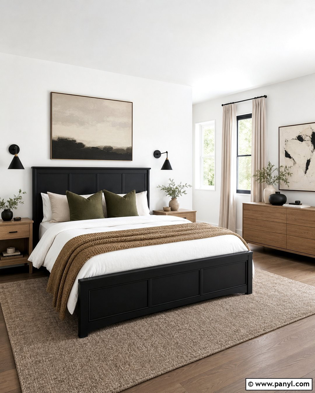 Sherwin Williams Pure White Bedroom With Black Bed - 30 Sherwin Williams Pure White Walls