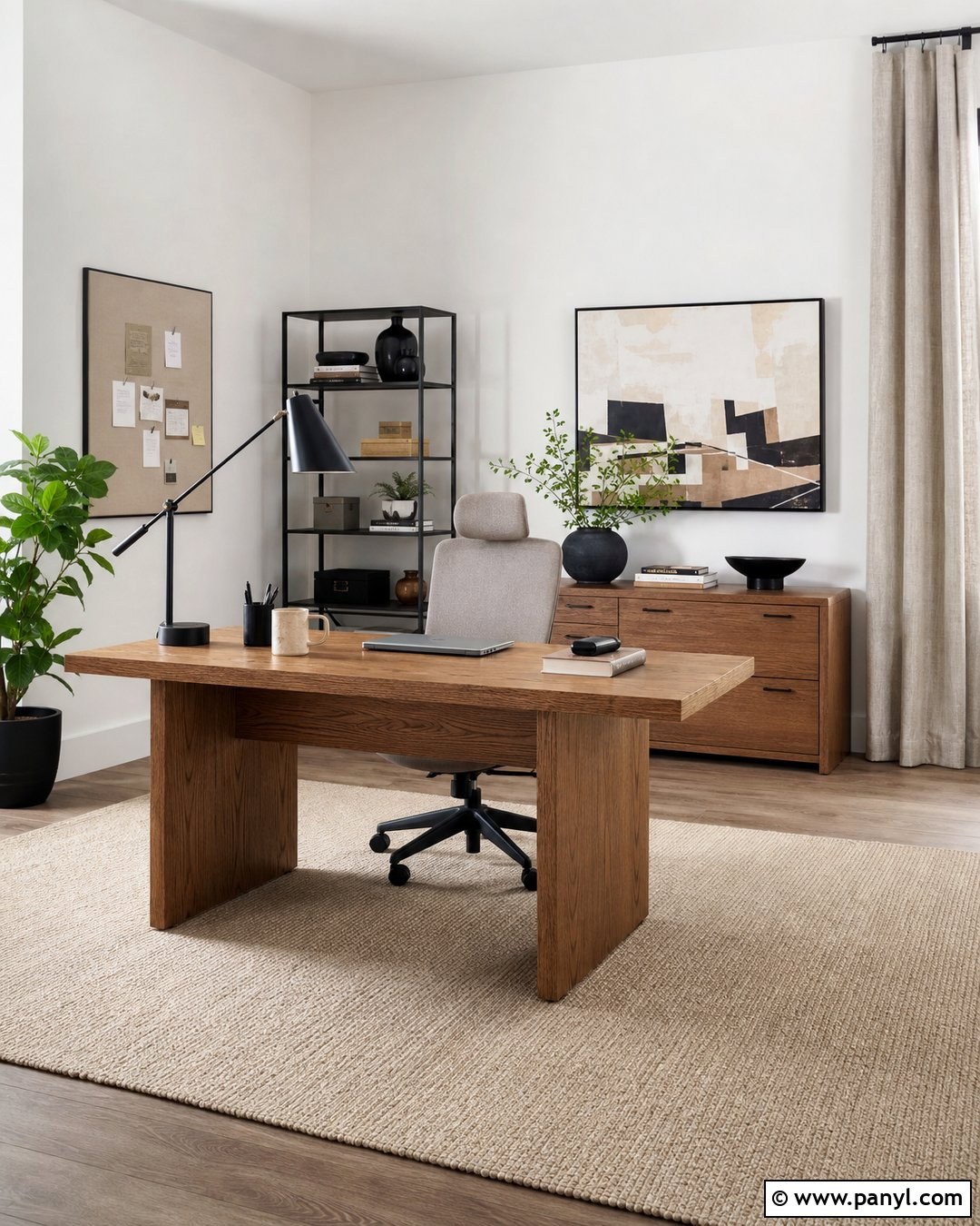 Sherwin Williams Pure White Home Office With Oak Desk - 30 Sherwin Williams Pure White Walls