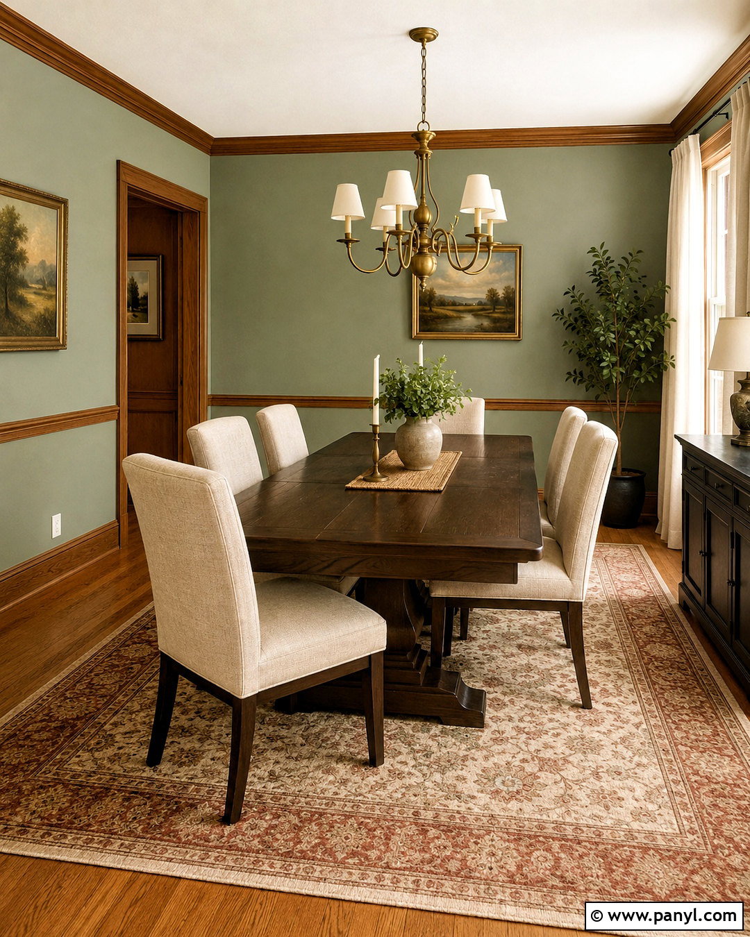 Sherwin-Williams Retreat With Honey Oak Trim - 20 paint colors with honey oak trim ideas