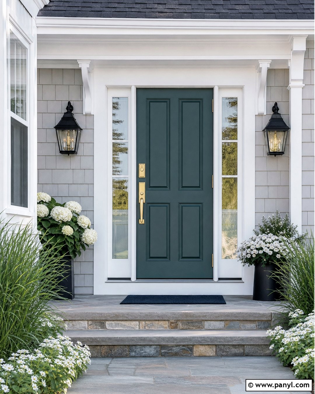 Sherwin-Williams Rocky River Green Front Door - 20 Beach House Green Sherwin Williams Ideas