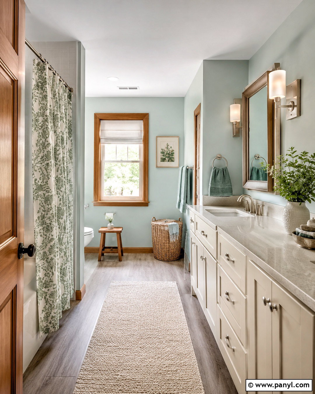 Sherwin-Williams Sea Salt With Honey Oak Trim - 20 paint colors with honey oak trim ideas
