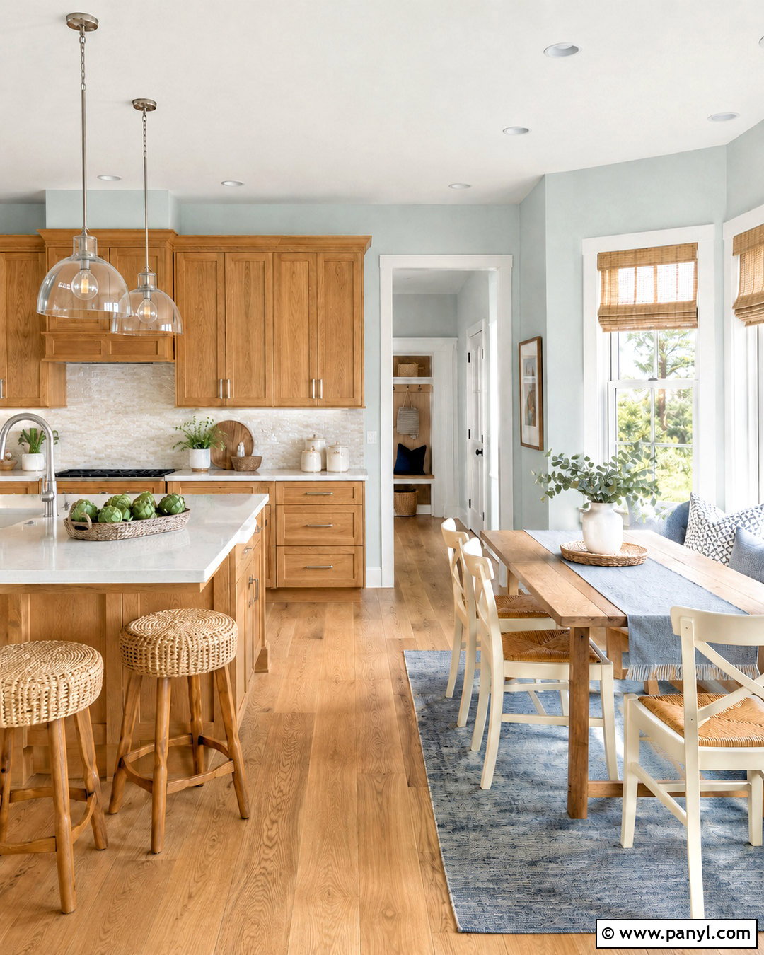 Sherwin-Williams Sea Salt With Honey Oak - 20 paint colors that go with honey oak ideas