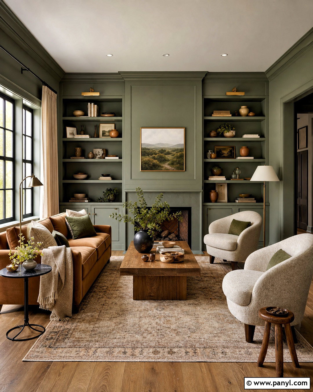 Sherwin-Williams Shade-Grown Living Room - 20 moody green paint colors
