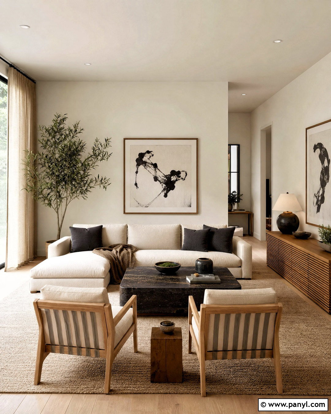 Sherwin-Williams Shoji White Living Room - 20 off white paint colors living room ideas