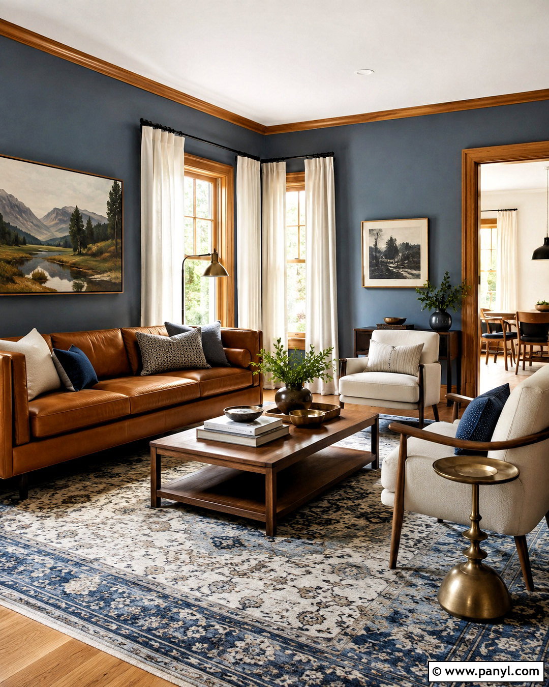 Sherwin-Williams Smoky Blue With Honey Oak Trim - 20 paint colors with honey oak trim ideas
