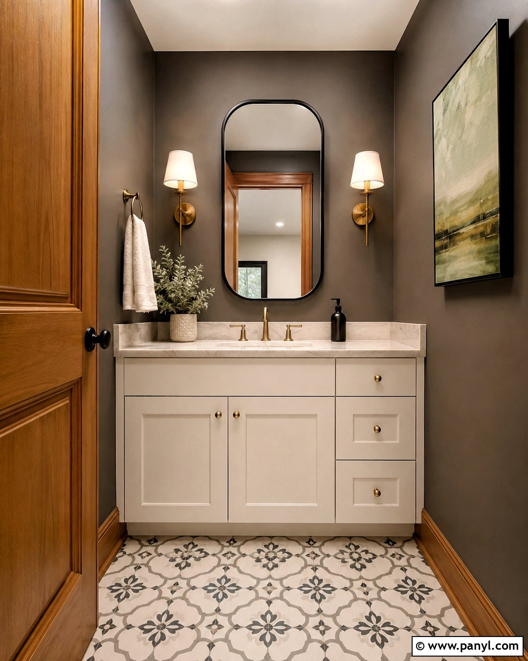 Sherwin-Williams Urbane Bronze With Honey Oak Trim - 20 paint colors with honey oak trim ideas