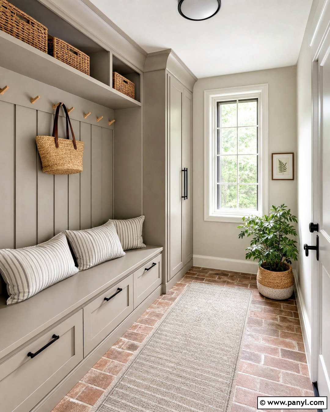 Sherwin-Williams Versatile Gray Mudroom - 20 greige sherwin williams ideas