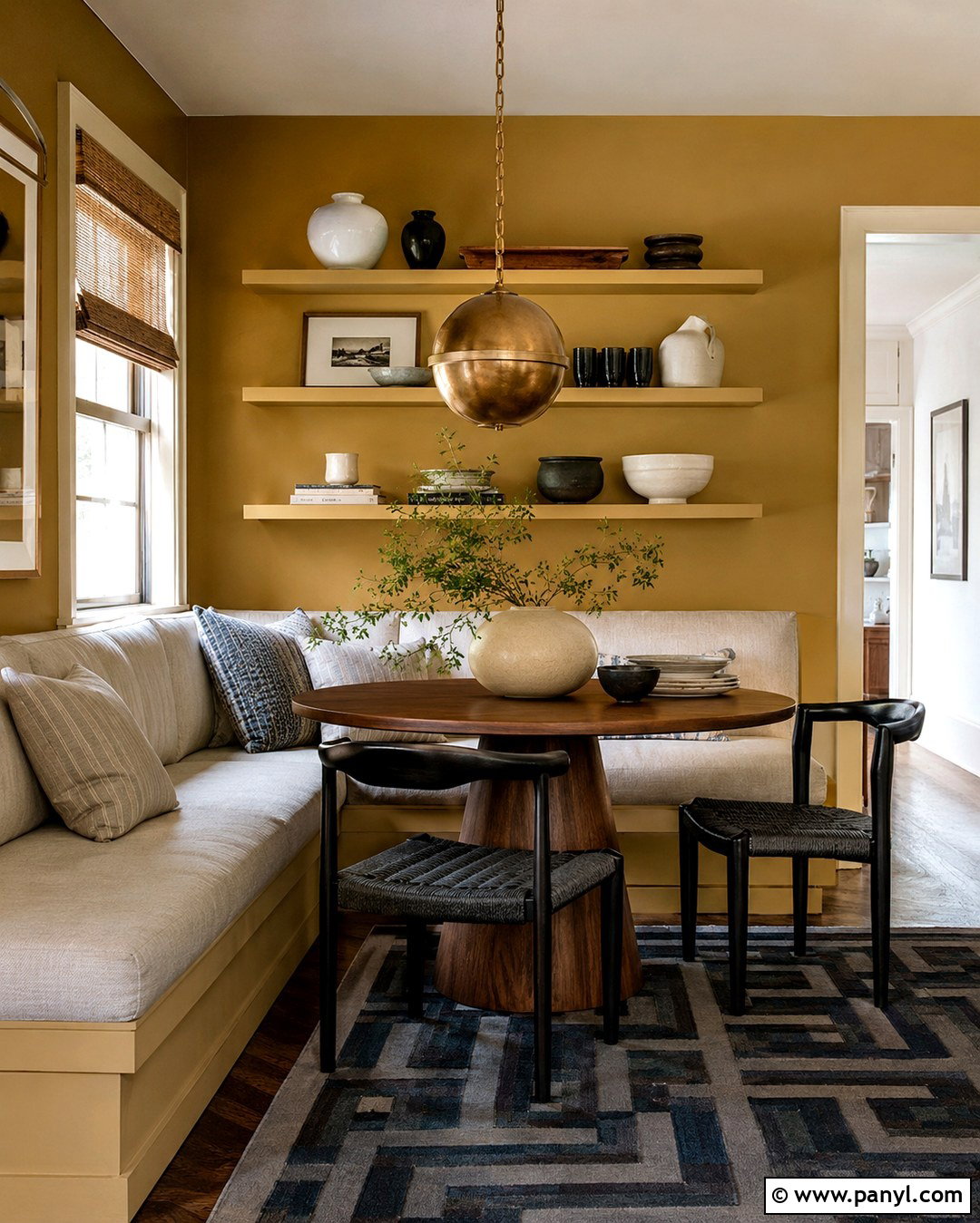 Sherwin-Williams Vintage Gold Dining Nook - 20 Dark Gold Paint Colors For Walls