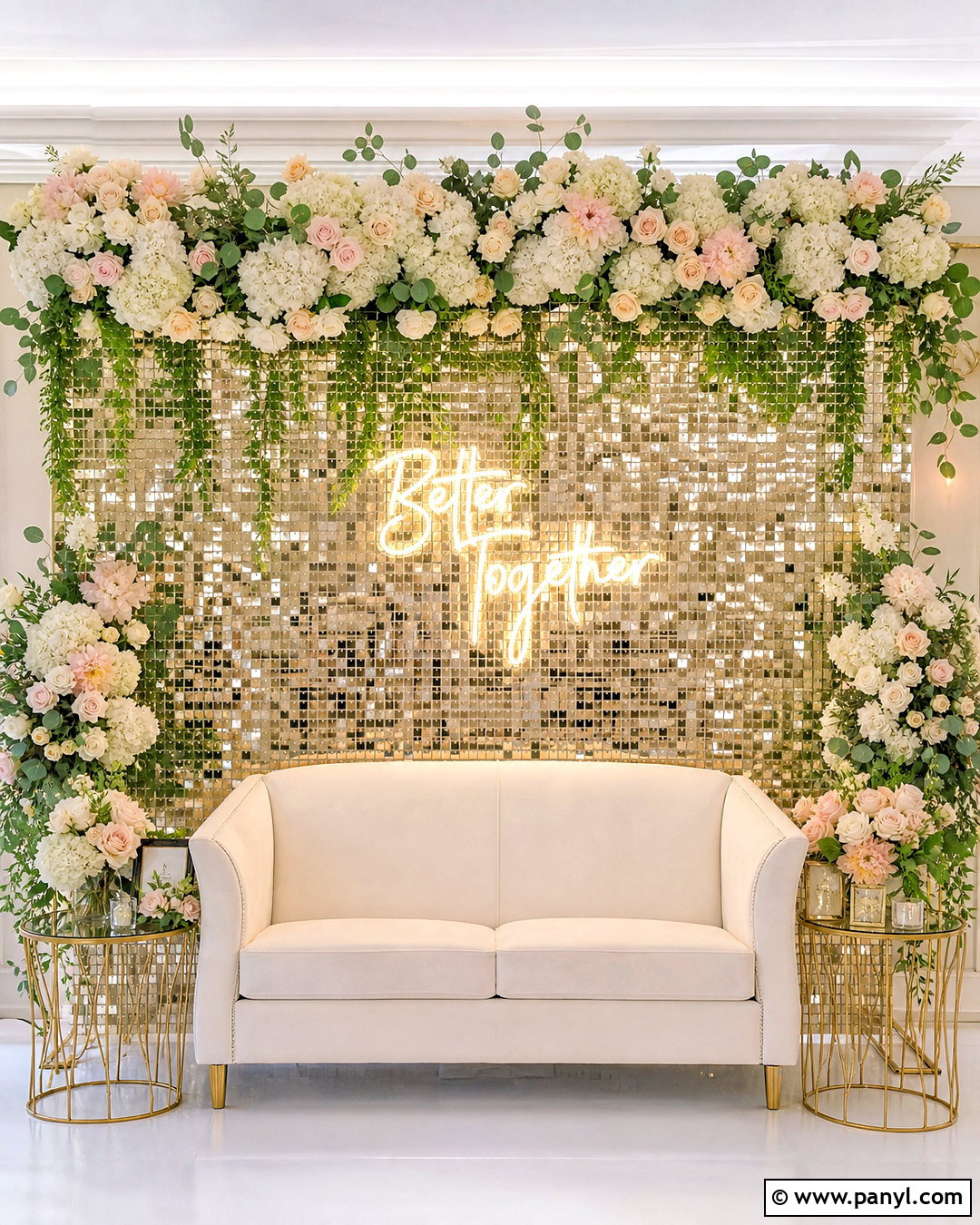 Shimmer Wall Backdrop With Flowers - 20 shimmer wall backdrop ideas