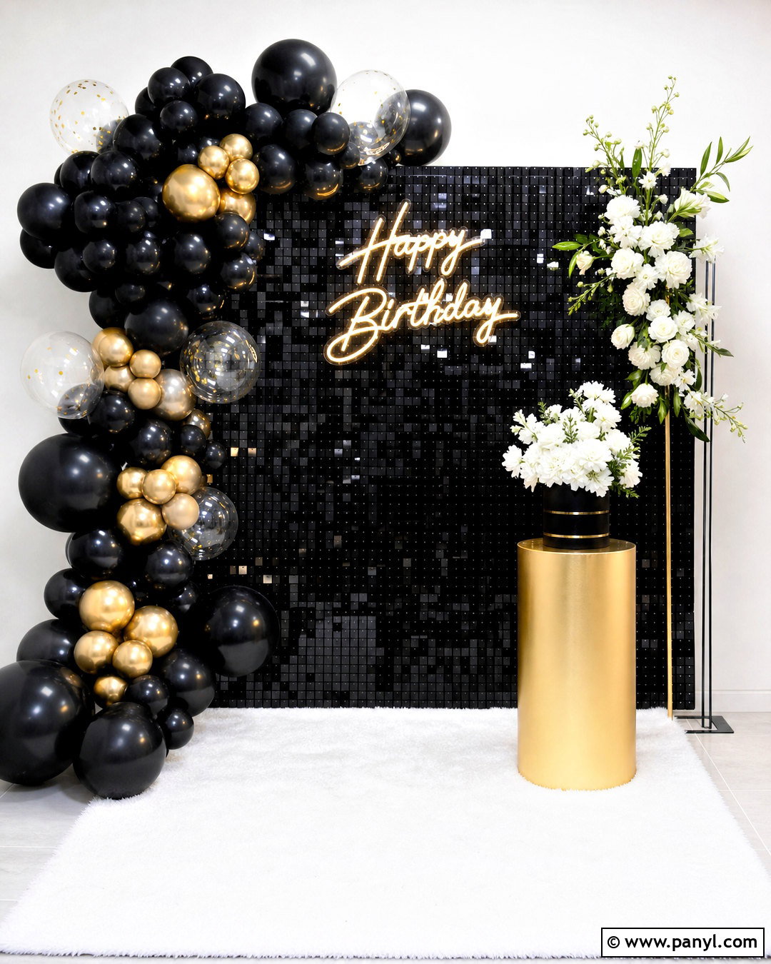 Shimmer Wall Backdrop With Neon Sign - 20 shimmer wall backdrop ideas