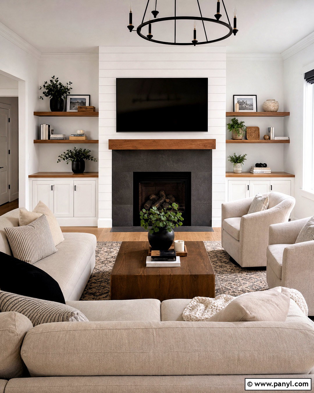 Shiplap Fireplace With Built-In Shelves - 20 shiplap wall with fireplace ideas