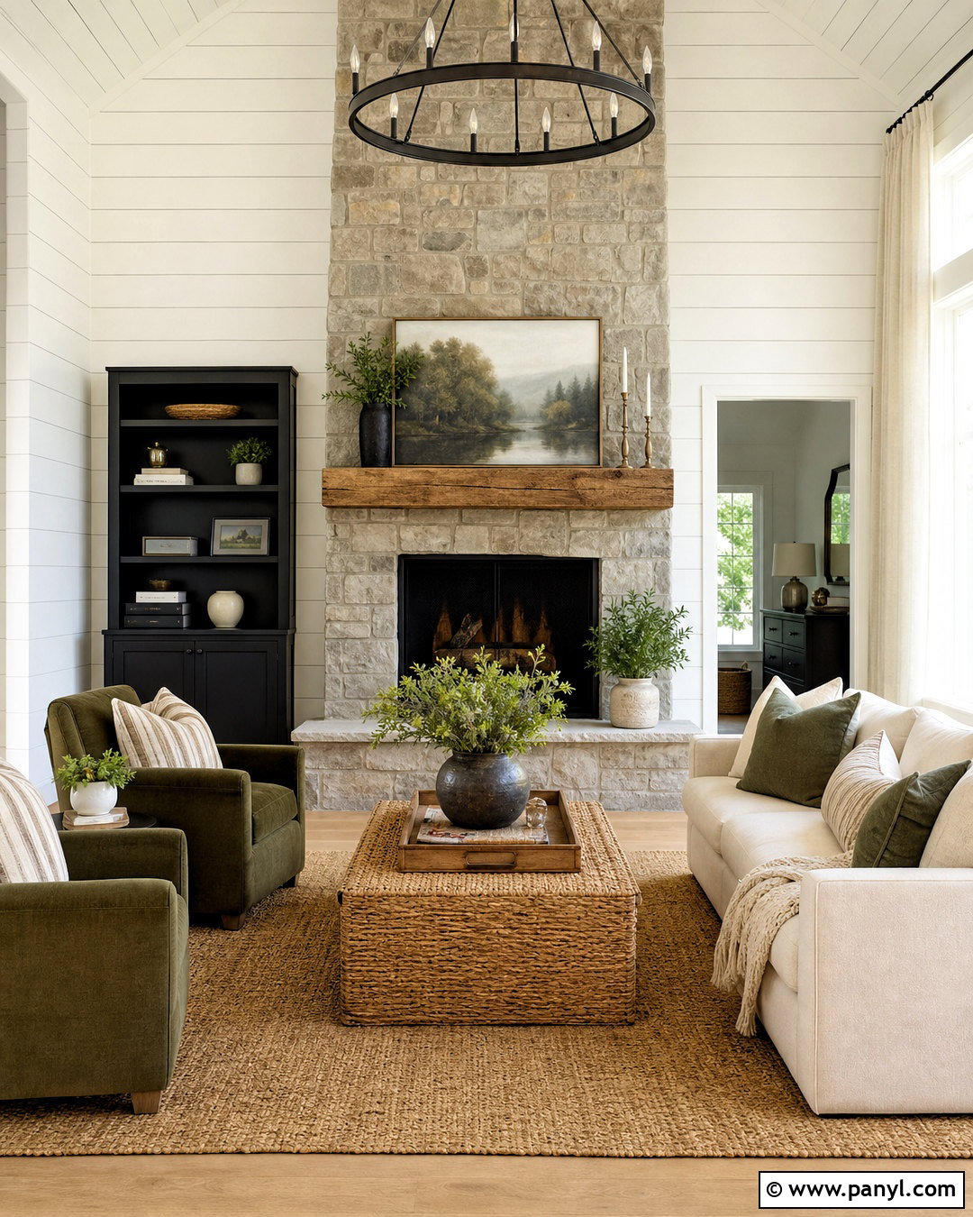 Shiplap Fireplace With Stone Surround - 20 shiplap wall with fireplace ideas