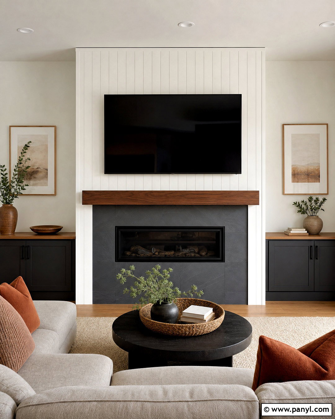 Shiplap Fireplace With TV - 20 shiplap wall with fireplace ideas