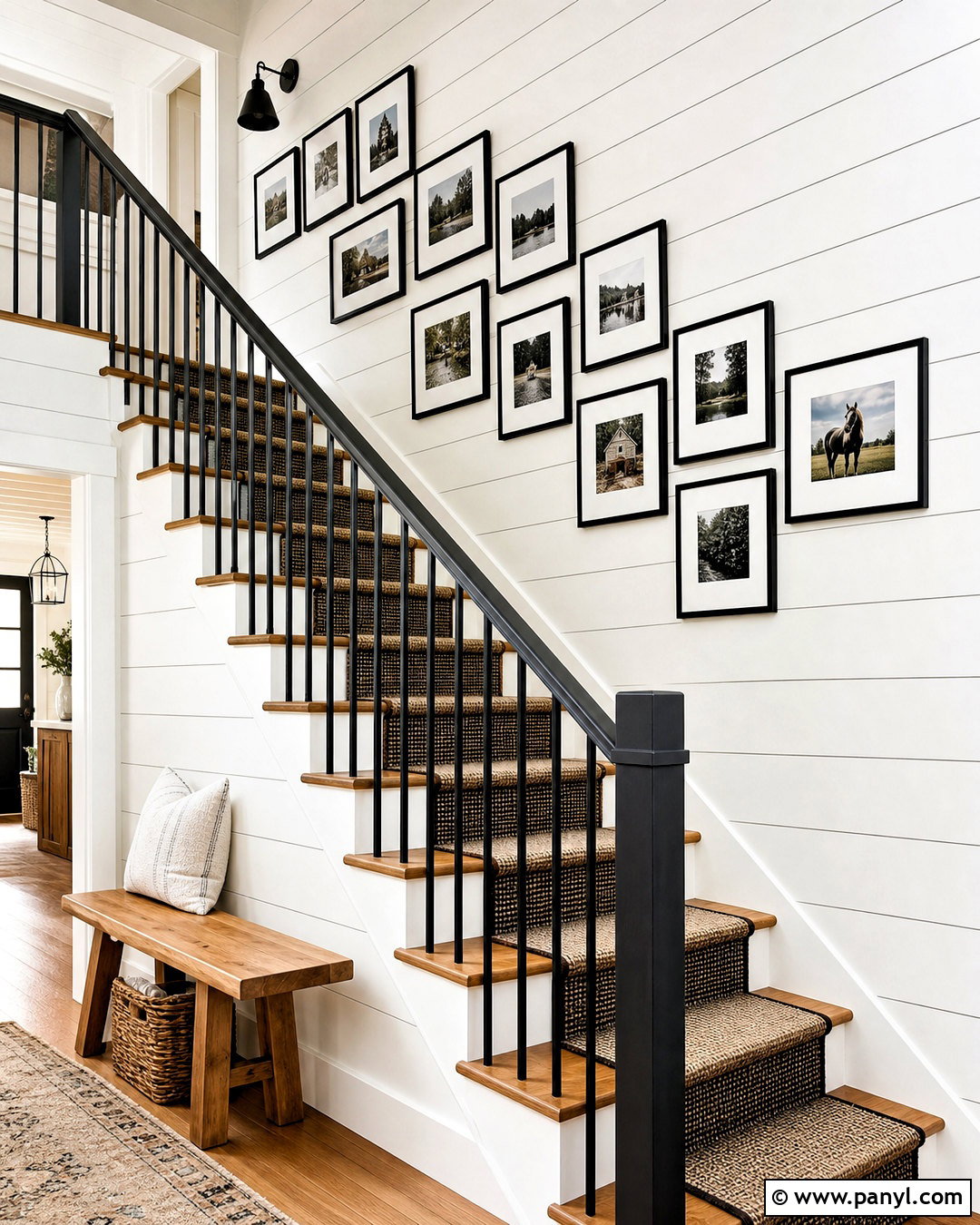 Shiplap Staircase Wall - 20 farmhouse shiplap walls