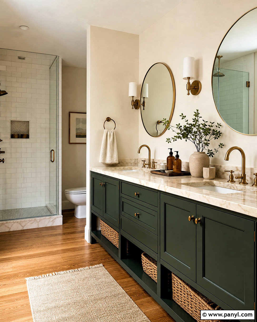 Shoji White And Forest Green Bathroom - 20 shoji white color palette ideas