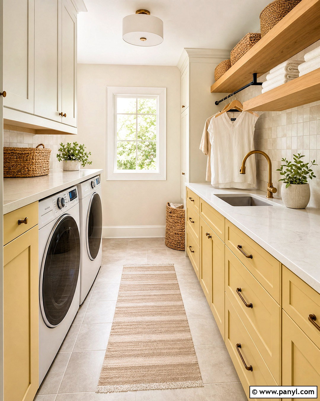 Shoji White And Soft Yellow Laundry Room - 20 shoji white color palette ideas