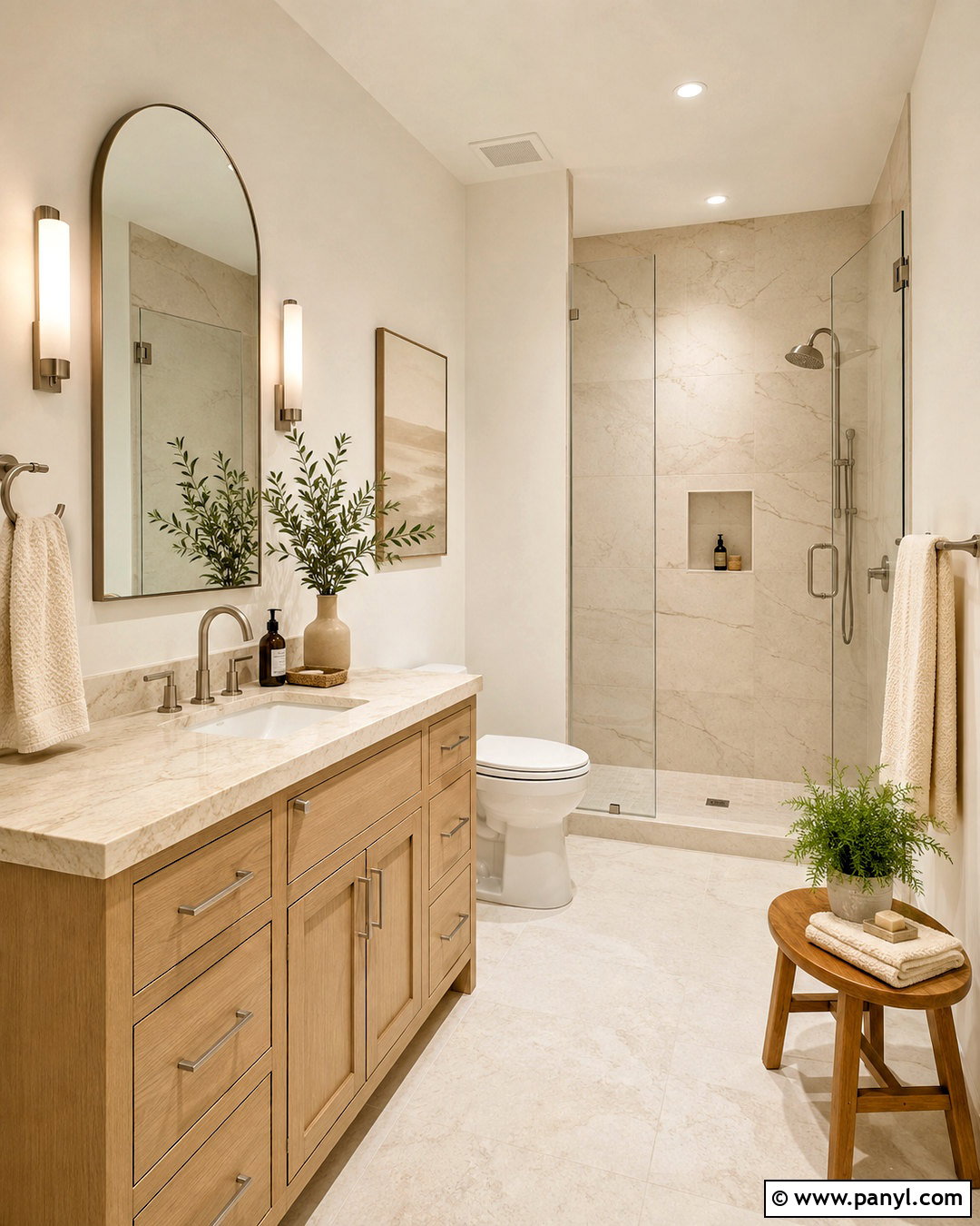 Shoji White Bathroom With Marble - 35 Sw Shoji White Walls