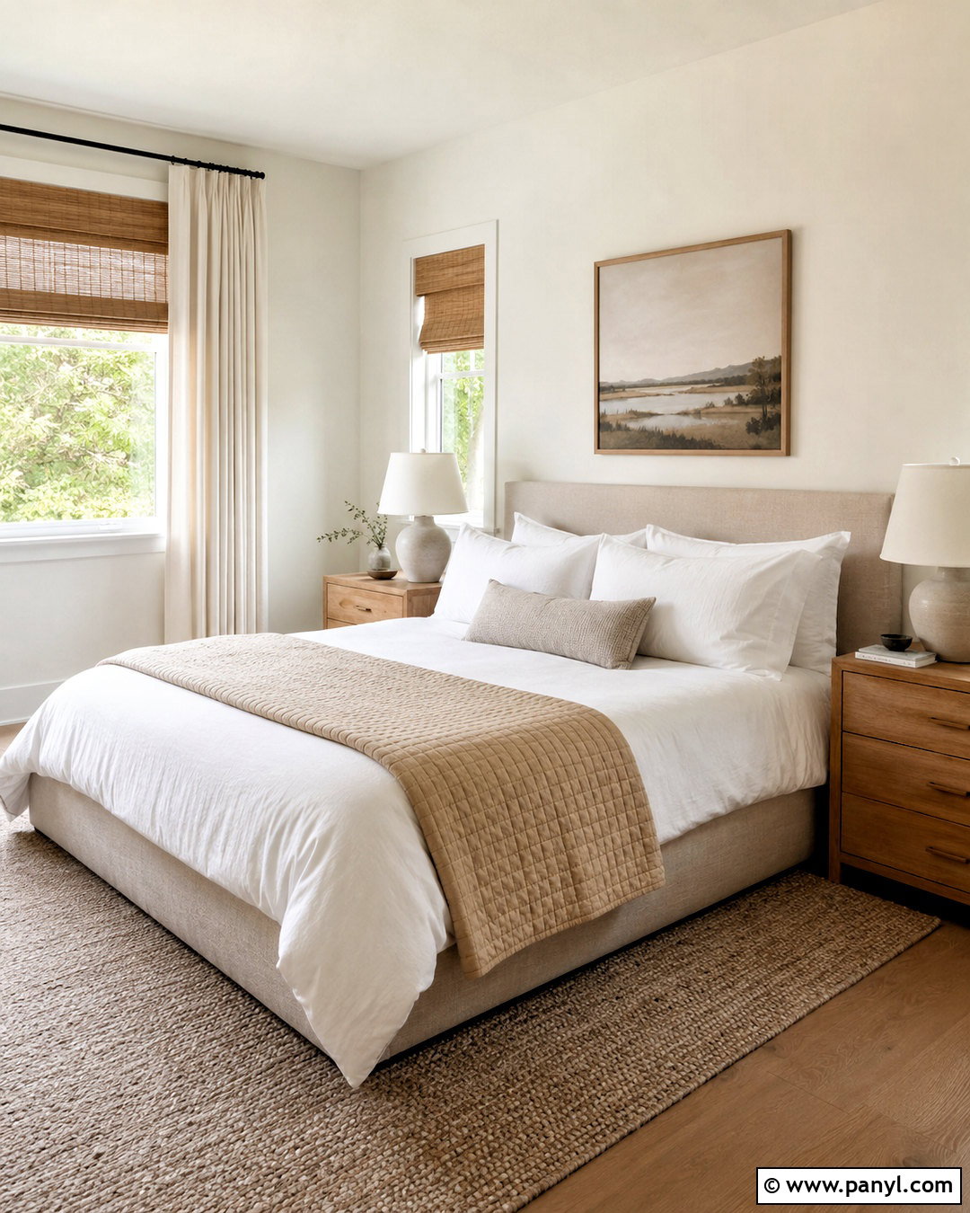 Shoji White Bedroom With Natural Textures - 35 Sw Shoji White Walls