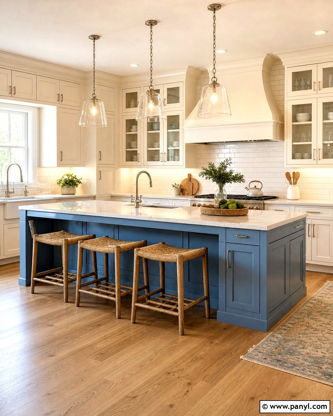 Shoji White Cabinets With Blue Island - 20 shoji white kitchen cabinets