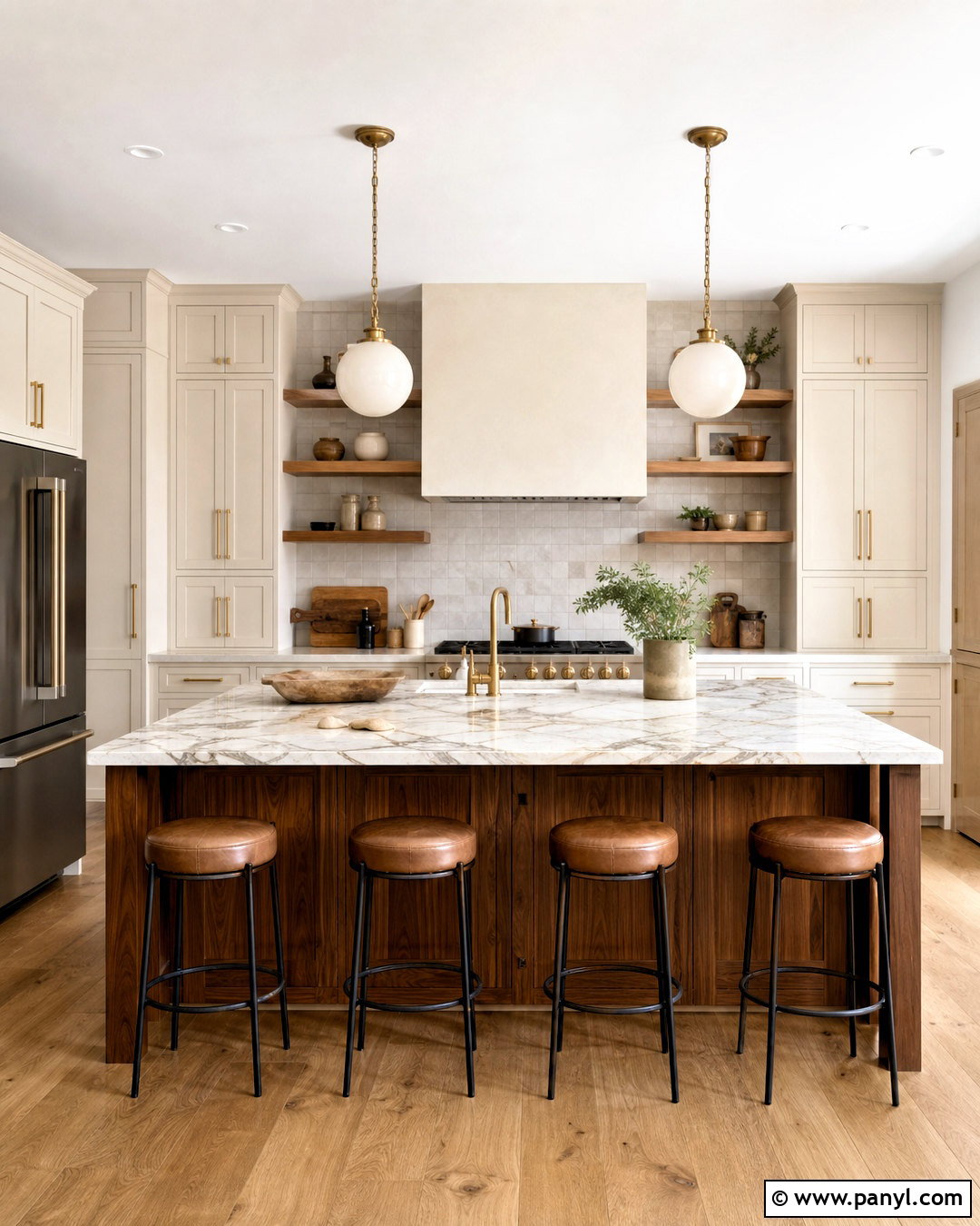 Shoji White Cabinets With Walnut Accents - 20 shoji white kitchen cabinets