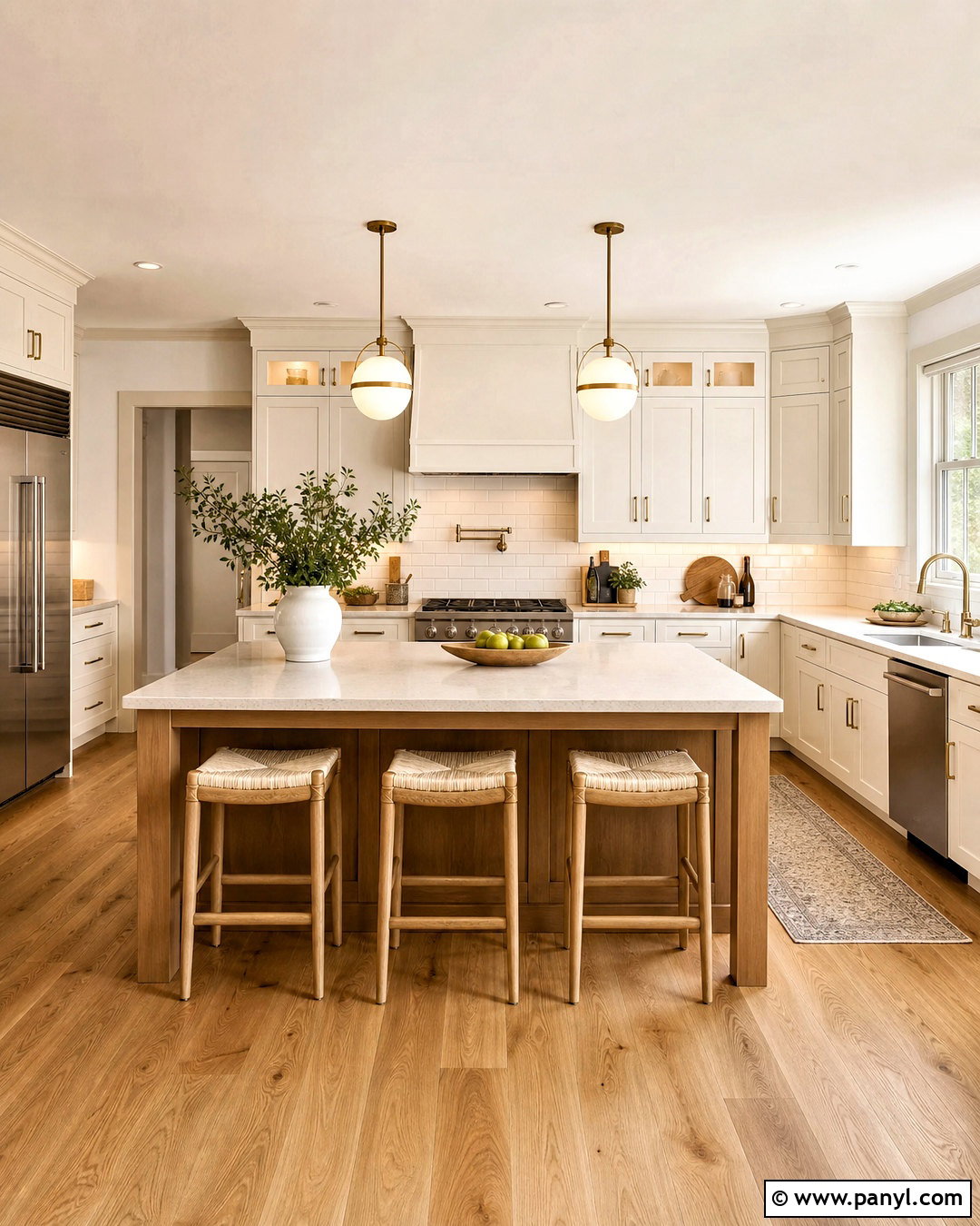 Shoji White Cabinets With White Oak Island - 20 shoji white sherwin williams cabinets
