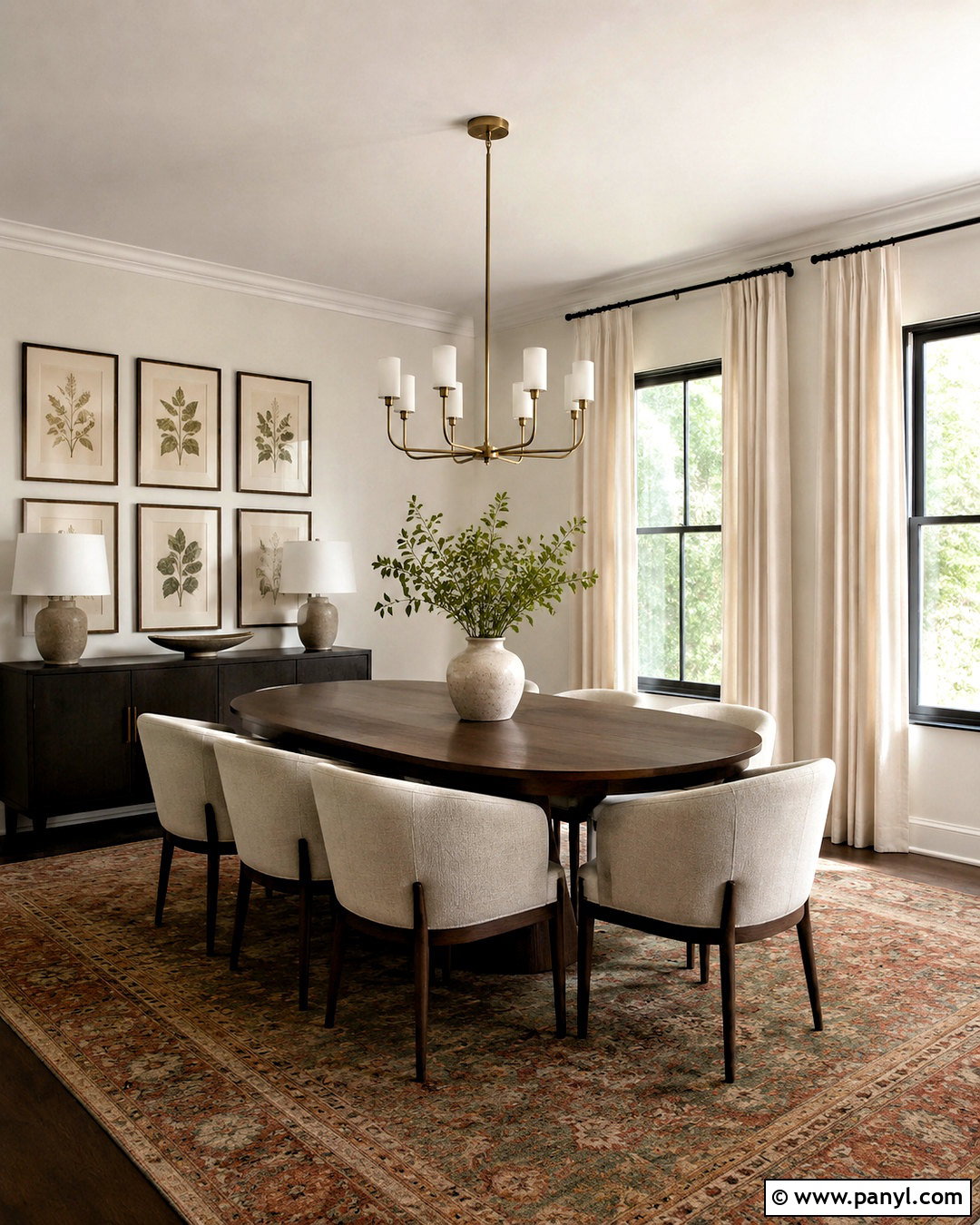 Shoji White Dining Room With Walnut Furniture - 35 Sw Shoji White Walls