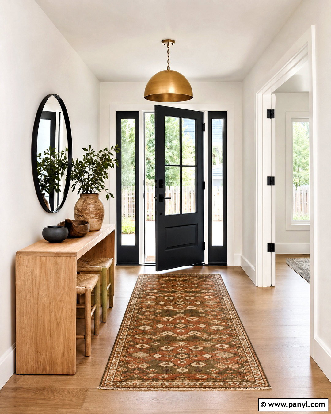 Shoji White Entryway With Black Door - 35 Sw Shoji White Walls