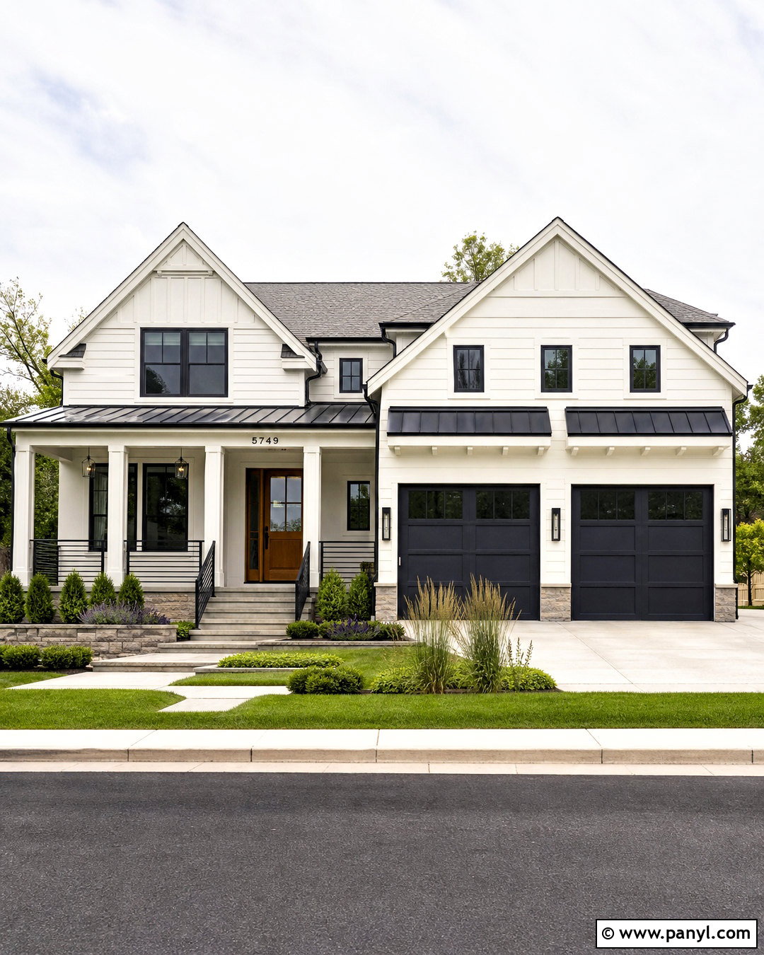 Shoji White Exterior With Charcoal Garage Doors - 20 shoji white sherwin williams exterior ideas