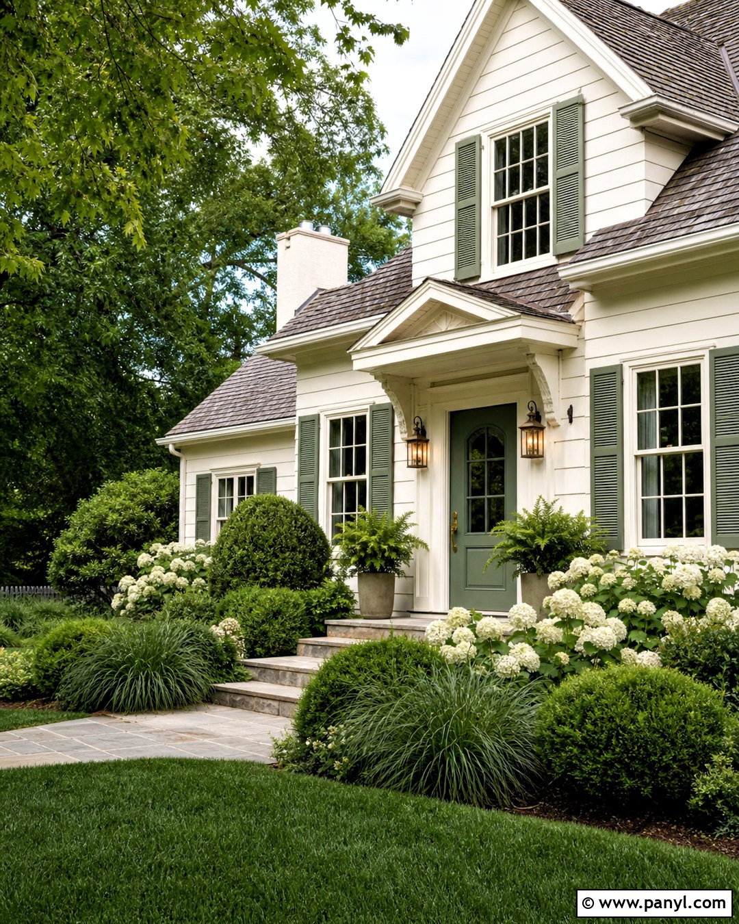 Shoji White Exterior With Green Shutters - 20 shoji white sherwin williams exterior ideas