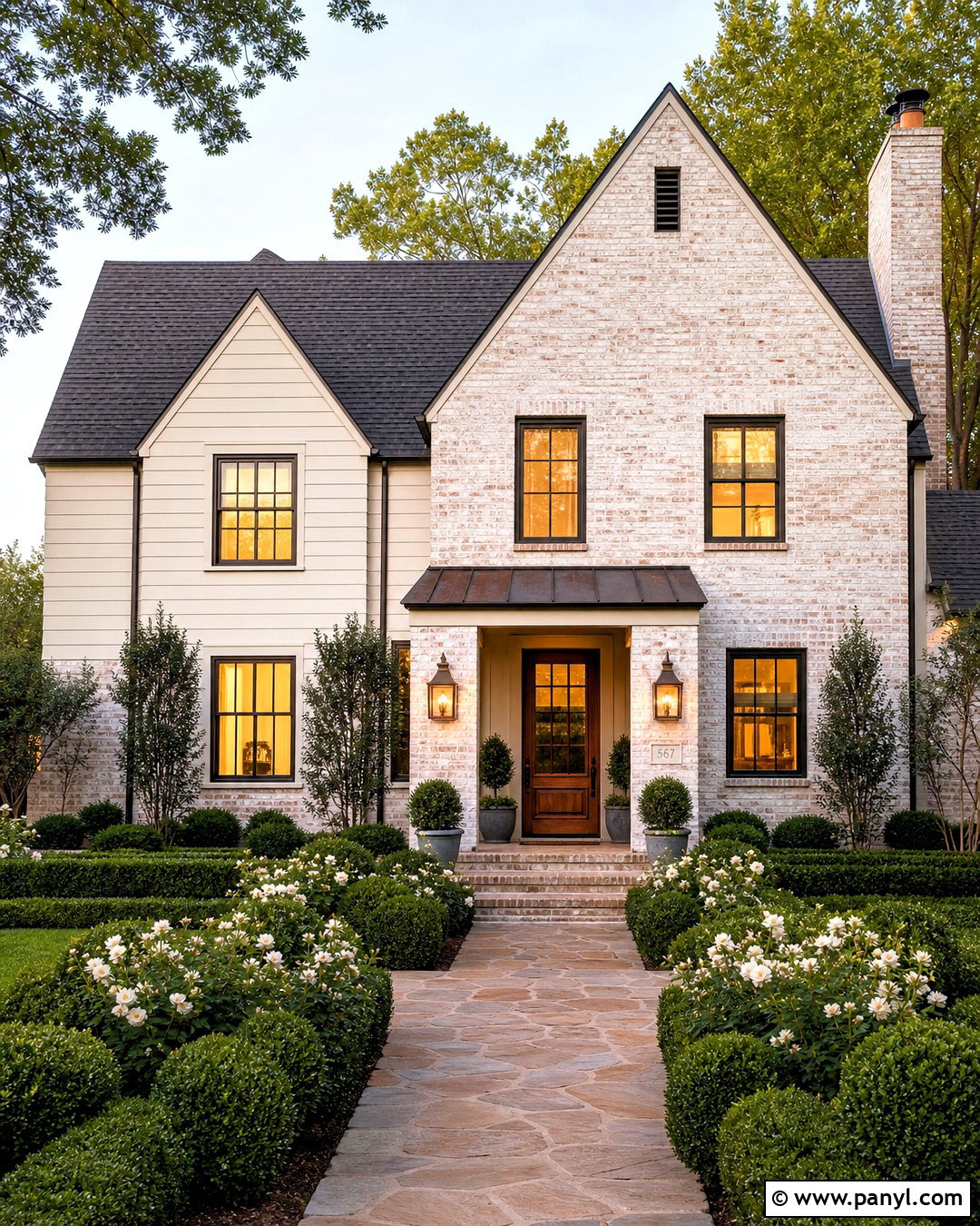 Shoji White Exterior With Limewashed Brick - 20 shoji white sherwin williams exterior ideas