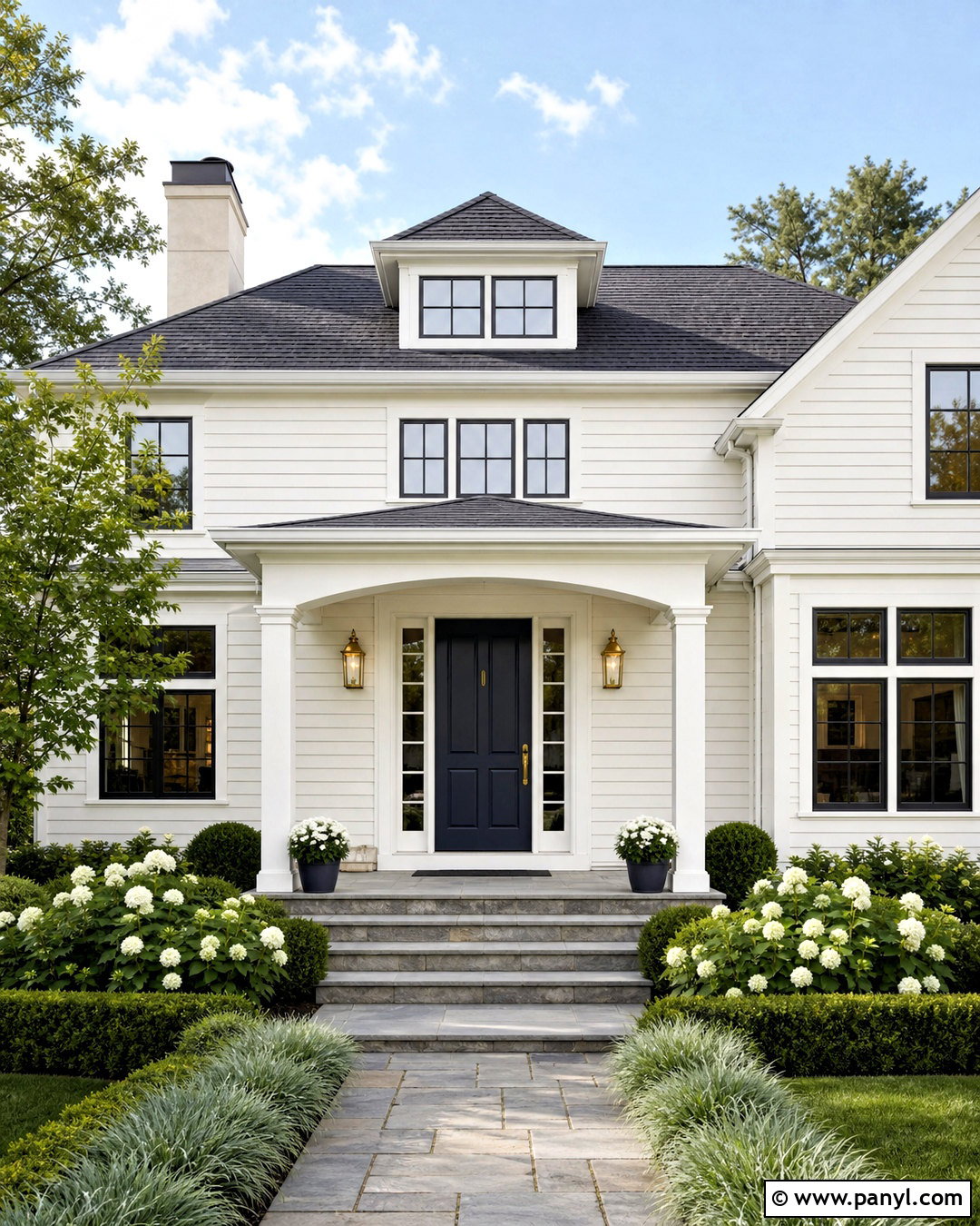 Shoji White Exterior With Navy Front Door - 20 shoji white sherwin williams exterior ideas