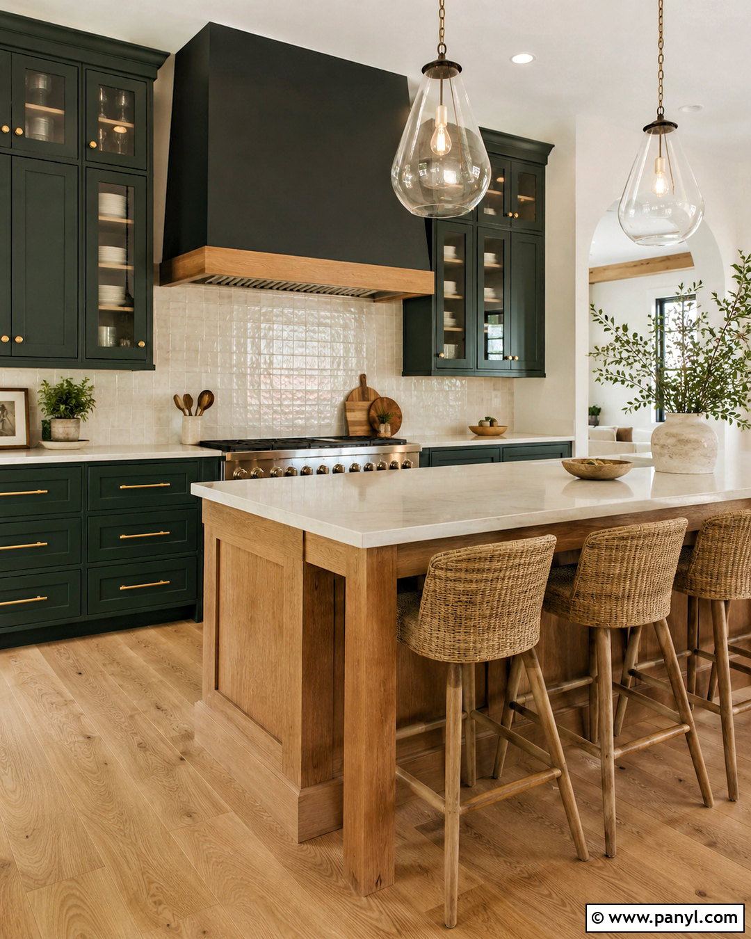 Shoji White Kitchen With Dark Cabinets - 35 Sw Shoji White Walls