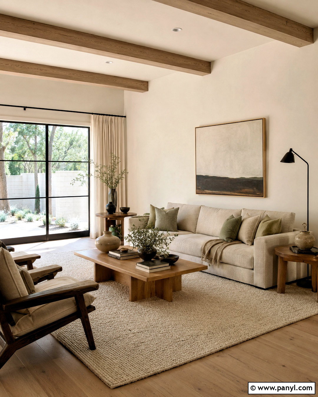 Shoji White Living Room With White Oak - 35 Sw Shoji White Walls